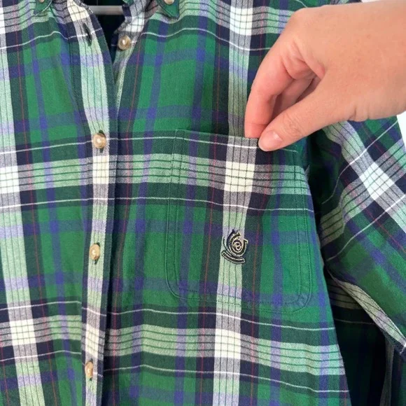 Roper Green Blue Plaid Long Sleeve Shirt Men's Size Small Cowboy Western Cotton - Picture 4 of 8